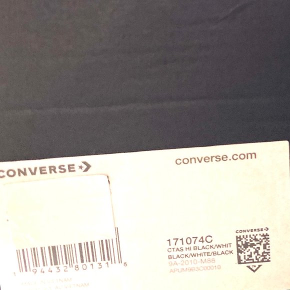 Converse Men's Size 171074C CTAS Woven Canvas Black High Top Cushioned Sneakers - Picture 9 of 9